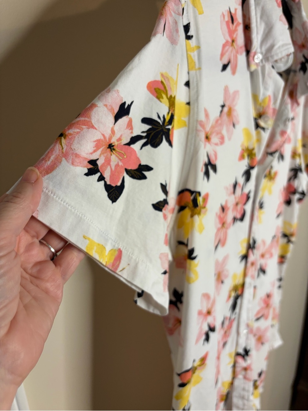 Bonobos White Short-Sleeve Button-Down with Pink & Yellow Floral Print #1076 - Picture 7 of 7